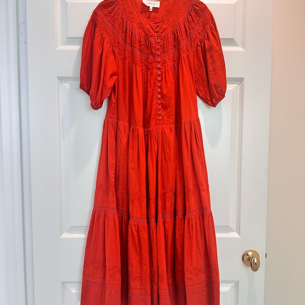Burnt orange Button-Up Midi Dress